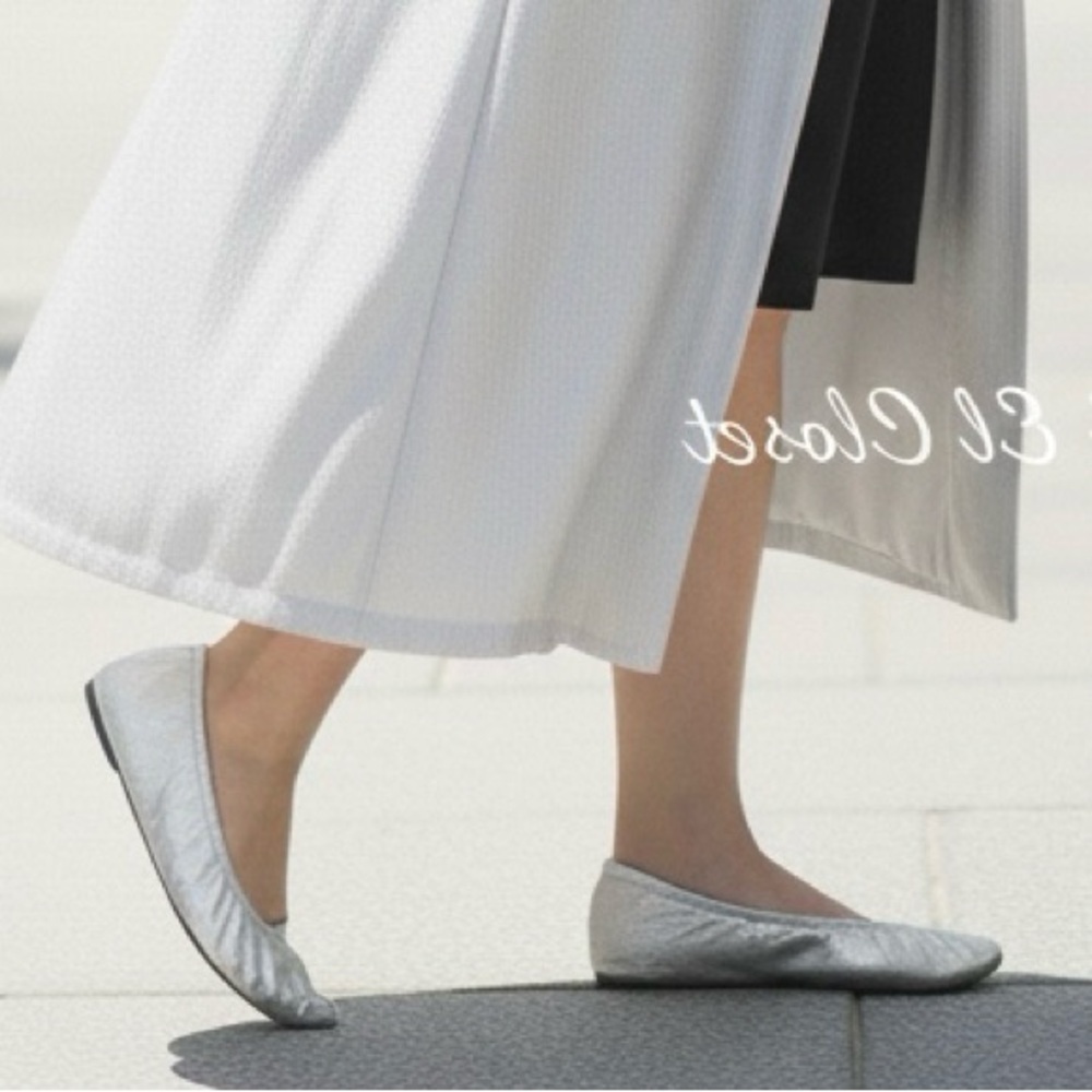 Rebecca Minkoff Ruched Silver Metallic Ballerina Flats Size 8.5 NEW With Box
